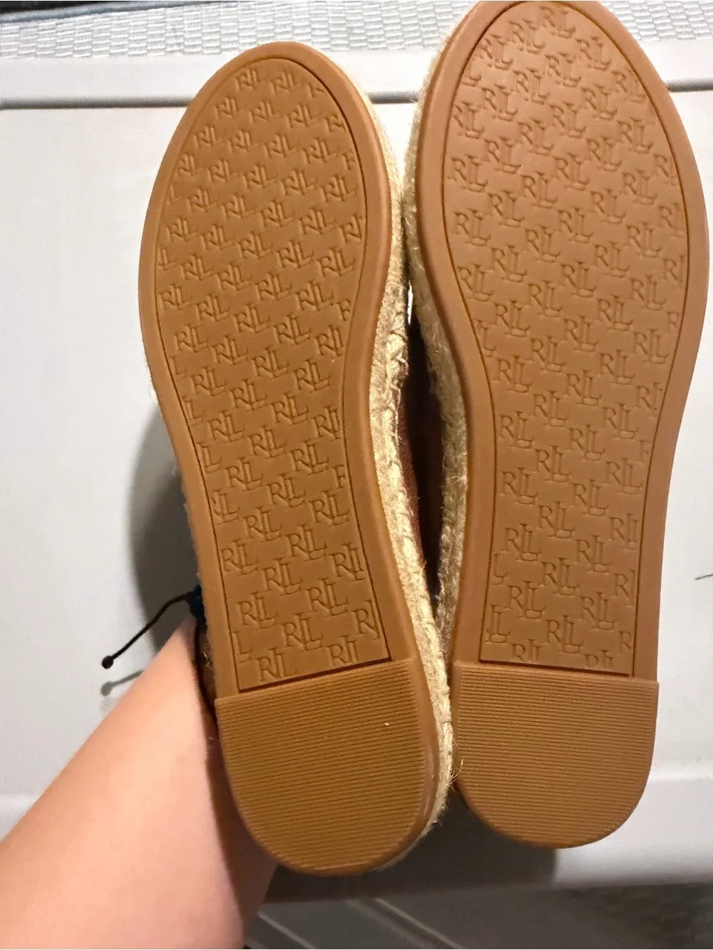 Ralph Lauren Brown Leather Espadrille Flats